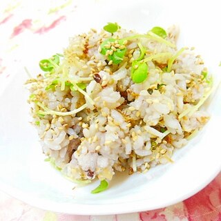 雑穀米de❤貝割れ大根と鰹節の混ぜご飯❤